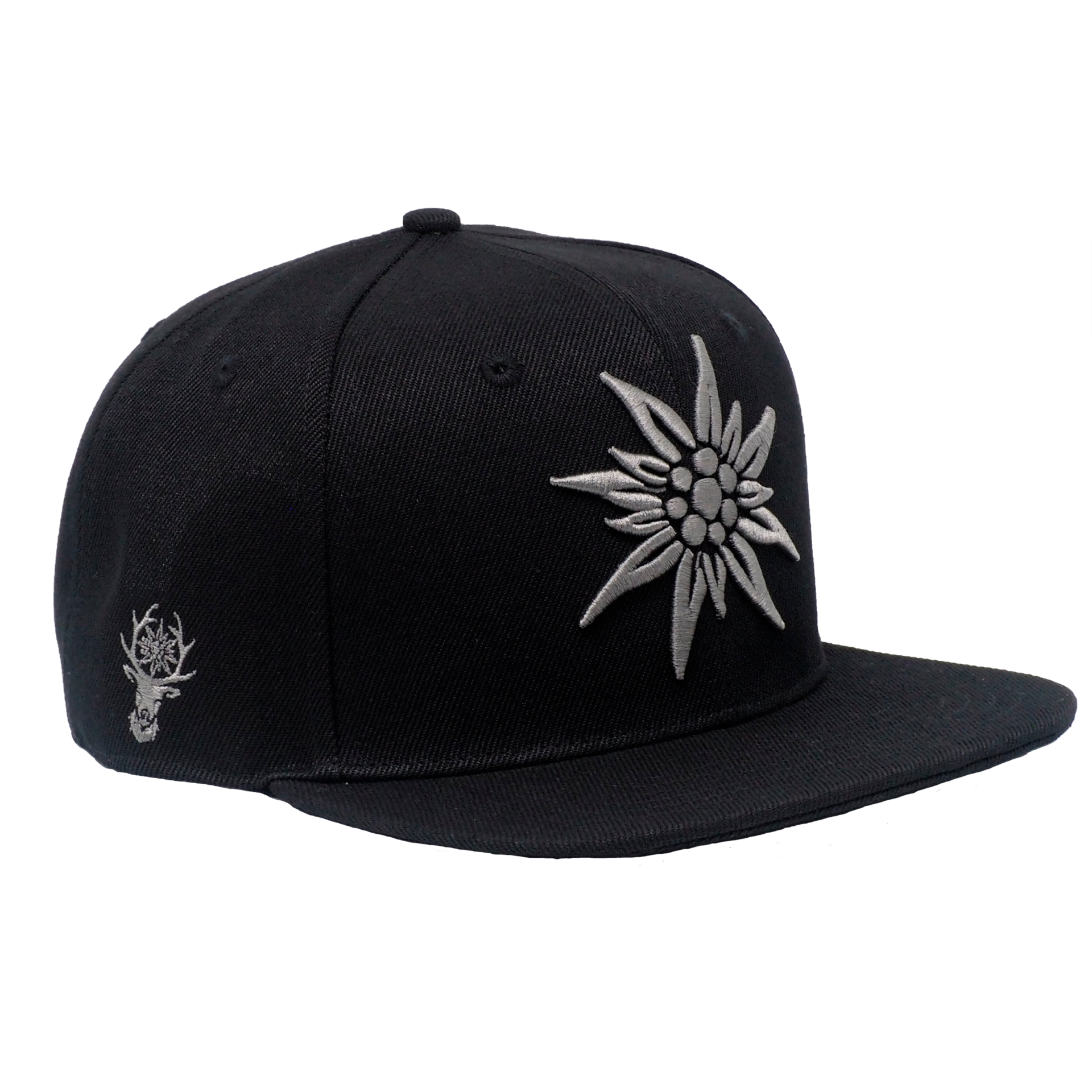 Bavarian Caps Snapback Unisex 'Edelweiß Sportfit' – Grigio Scuro, Regolabile (fino A 58cm), Materiale 3D Ultra-leggero